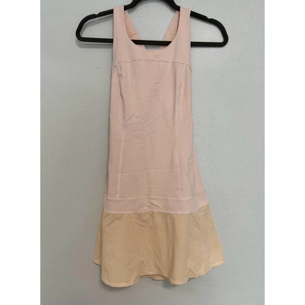 Lululemon Athletica Pink Tan Tennis Dress Racerback Built-in Shorts Athleisure 4